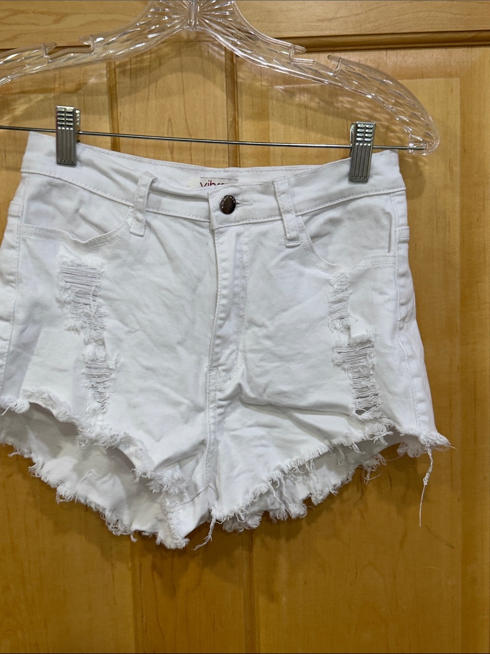 Vibrant Miu White Distressed High-Rise Jean Shorts size S
